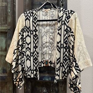 Anama Monochrome Geometric Kimono